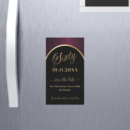 60th birthday black burgundy日付マグネットを保存