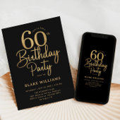 60th Birthday Black Gold 招待状