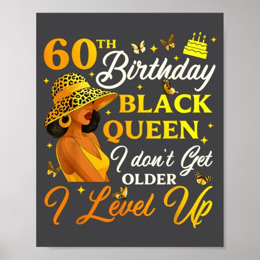 60th Birthday Black Queen Level Up Emwering For Wo ポスター (正面)