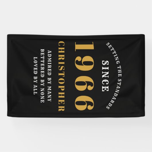 60th Birthday Born 1966 Add Name Black Gold 横断幕 (横)
