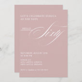 60th Birthday Caligraphy Modern Elegant 招待状 (正面/裏面)