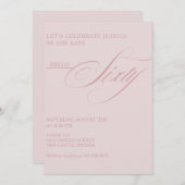 60th Birthday Caligraphy Modern Elegant 招待状 (正面/裏面)