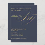 60th Birthday Caligraphy Modern Elegant 招待状 (正面/裏面)