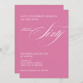 60th Birthday Caligraphy Modern Elegant 招待状 (正面/裏面)