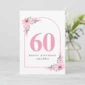 60th Birthday Card For Women Pink Flower カード (スタンド正面)