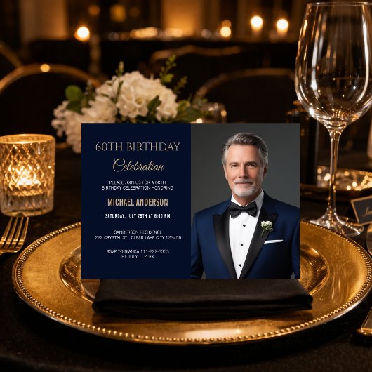 60th Birthday Celebration Photo Invite 招待状
