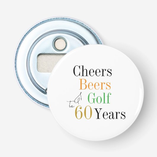 60th Birthday Cheers and Beers Golf Minimal 栓抜き (正面)