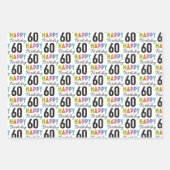 60th Birthday Colorful Typography Wrapping Paper ラッピングペーパーシート (正面3)