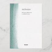 60th Birthday Elegant Green Brush Stroke  箔招待状 (裏面)