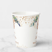 60th birthday eucalyptus greeneryグリッター名 紙コップ (左)