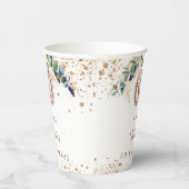 60th birthday eucalyptus greeneryグリッター名 紙コップ (右)