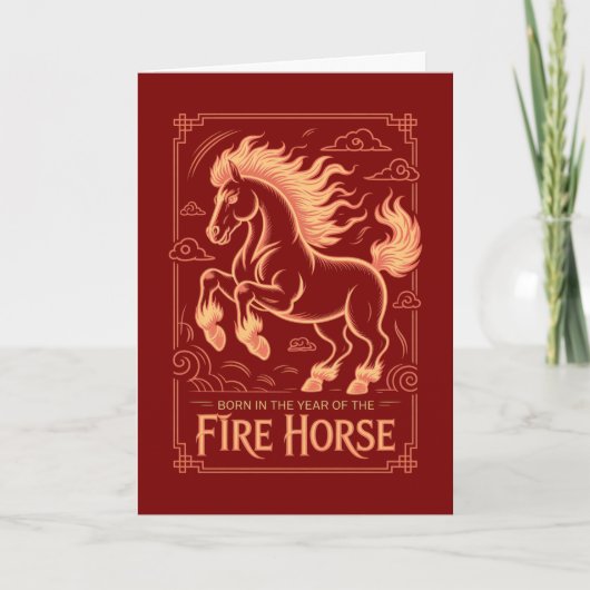 60th Birthday Fire Horse Chinese Zodiac 2026 Lunar カード (正面)