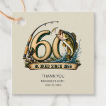 60th Birthday Fishing Thank You Favor Tag