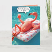 60th Birthday Flamingo Floating In a Pool カード (正面)