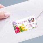 60th birthday floral modern return address labels ラベル<br><div class="desc">60th birthday floral modern return address label Photographed and designed with love Plan and organize the most wonderful party for the party girl. Personalize with details of your choice. Please contact me for additional designs. Enjoy!</div>