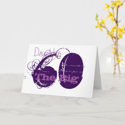 60th Birthday for daughter, purple text on white. カード (黄色い花)