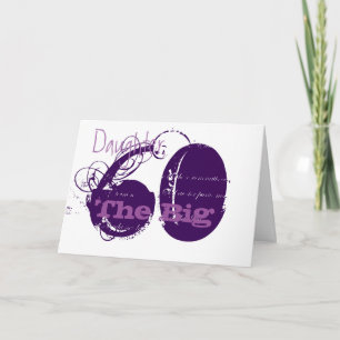60th Birthday for daughter, purple text on white. カード