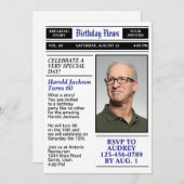 60th Birthday Front Page Newspaper Birthday 招待状 (正面/裏面)