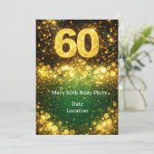 60th Birthday Gold Glitter 招待状 (スタンド正面)