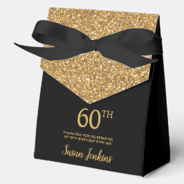 60th Birthday Gold Glitter Thank You フェイバーボックス
