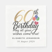 60th Birthday Gold Script Modern Chic Typography スタンダードランチョンナプキン (正面)