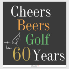60th Birthday Golf Cheers Beers luggage シール