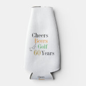 60th Birthday Golf Cheers Beers Minimal Party ボトルクーラー (正面)