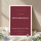 60th Birthday Invitation Burgundy Elegant 招待状