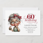 60th Birthday Invitation Card Funny Old Lady Humor 招待状 (正面)