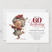 60th Birthday Invitation Funny Old Lady Humor  招待状 (正面)