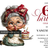 60th Birthday Invitation Funny Old Lady Humor  招待状