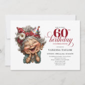 60th Birthday Invitation Funny Old Woman Design 招待状 (正面)