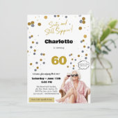 60th Birthday Invitation • Funny Wine Party カード (スタンド正面)