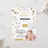 60th Birthday Invitation • Funny Wine Party カード (正面/裏面インサイチュ)