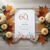 60th Birthday Invitation Pumpkin Floral Fall 招待状