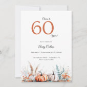 60th Birthday Invitation Pumpkin Floral Fall 招待状 (正面)