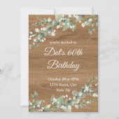 60th Birthday Invitation – Rustic Greenery | Sixty 招待状 (正面)