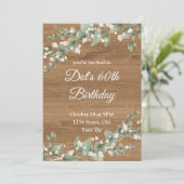 60th Birthday Invitation – Rustic Greenery | Sixty 招待状 (スタンド正面)