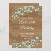 60th Birthday Invitation – Rustic Greenery | Sixty 招待状 (正面/裏面)