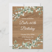 60th Birthday Invitation – Rustic Greenery | Sixty