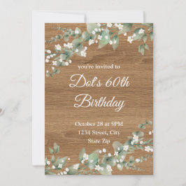 60th Birthday Invitation – Rustic Greenery | Sixty 招待状