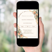 60th birthday ivory cream florals ribbon 招待状