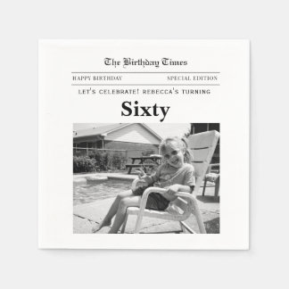 60th Birthday Newspaper スタンダードカクテルナプキン