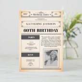 60th Birthday Newspaper 1 Photo 招待状 (スタンド正面)