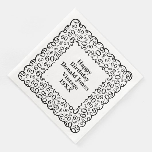 60th Birthday Number Pattern Scallops Black/White (コーナー)