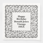 60th Birthday Number Pattern Scallops Black/White (正面)