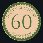 60th Birthday Partyあなたの名前を任意の色を追加 ラウンドシール<br><div class="desc">この可愛いステッカーを手に入れて、お客様のパーティーの好意を飾お気に入りのりなさい。誕生日スタイリッシュパ祝ーティーの番号。注：グリッターイメージは印刷写真</div>