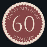 60th Birthday Partyあなたの名前を任意の色を追加 ラウンドシール<br><div class="desc">この可愛いステッカーを手に入れて、お客様のパーティーの好意を飾お気に入りのりなさい。誕生日スタイリッシュパ祝ーティーの番号。注：グリッターイメージは印刷写真</div>