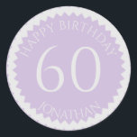 60th Birthday Partyあなたの名前を追加かわいらし ラウンドシール<br><div class="desc">この可愛いステッカーを手に入れて、お客様のパーティーの好意を飾お気に入りのりなさい。誕生日スタイリッシュパ祝ーティーの番号。注：グリッターイメージは印刷写真</div>