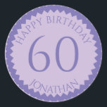 60th Birthday Partyあなたの名前を追加かわいらし ラウンドシール<br><div class="desc">この可愛いステッカーを手に入れて、お客様のパーティーの好意を飾お気に入りのりなさい。誕生日スタイリッシュパ祝ーティーの番号。注：グリッターイメージは印刷写真</div>